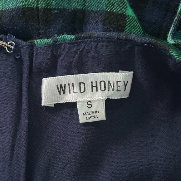 Wild Honey Plaid Flannel Mini Dress Green Navy Size Small - Picture 6 of 8